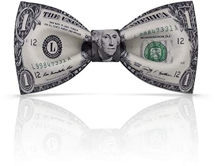 Lanzonia Kids Bowtie for Boys Bow Tie for 4 to 12 Years Old, Original Designer Green Bill Patterned Pre-Tied Funny Money Bow Ties with Particular Dollar Sign Mofit for Party Holiday Birthday School