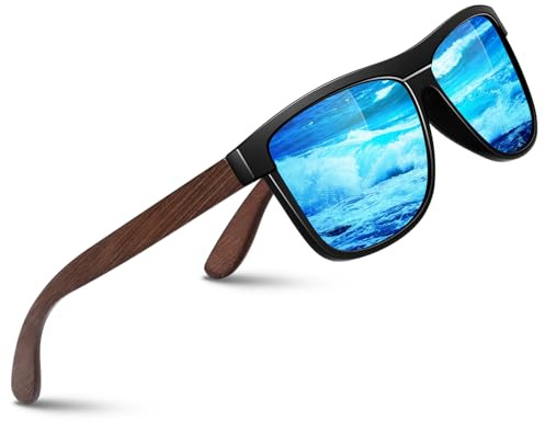 CGID Lunettes de Soleil Polarisées pour Homme et Femmes, Lunettes de Soleil en Bois, 100% anti UV400 M07