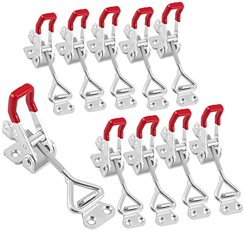 HOIGON 10-pack 250 kg justerbar vippspärr klämma 4002, handverktyg snabbfrigörande vippspärr hasp klämma med låshål för dörr låda fodral papperskorg lock