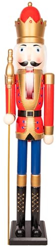150cm Giant Life-Size Wooden Christmas Nutcracker Soldier Statue King Puppet Figurines Xmas Home Door Decoration Ornament