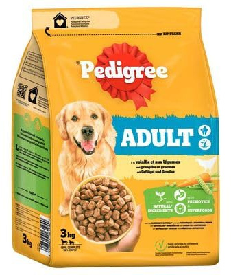 PEDIGREE Adult Croquettes à la Volaille et aux Legumes pour Chien Adulte sup10kg 3kg