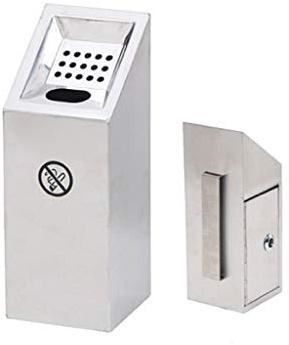 GERRIT Outdoor Ashtray, Stainless Steel Wall Mounted Ashtray Matte Ash Bin Lockable Cigarette Butt Container with Key Patio Cigarettes Floor Stand Ash Tray (Color : B)