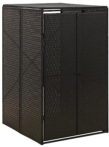 Abri pour Poubelle Noir 70x80x117 cm Résine tressée,Maison & Jardin,Produits ménagers,Accessoires pour conteneurs à déchets,Cache-conteneurs à déchets,11.8 kg,Noir,319860