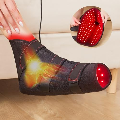 JOBYNA - 1 pack of shoes with 660nm red light and 850nm infrared light: flashing pulse mode, red light toe boots