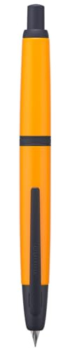 Jinhao 10 Series Press Fountain Pen Orange Retractable Medium Nib with Ink Converter and Metal Pen Box Set (Black Clip Version)