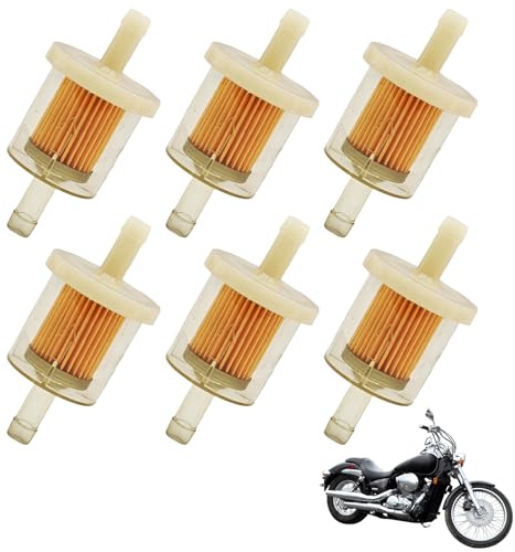 6 Pièces Filtres à Essence Universel, 8mm Filtre à Carburant Moto, Filtres à Essence en Ligne, Filtres à Liquide Essence Réutilisables pour Motos, Tondeuses à Gazon, Scooters, Cyclomoteurs, Voitures