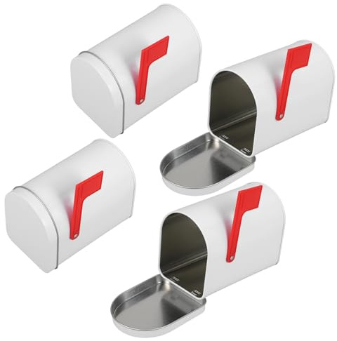 COLLBATH 4 Piezas Buzón Mini Metálico para Exterior Conjunto de Organizador Vintage para Cartas y Tarjetas Caja de Almacenamiento Resistente y Decorativa para Pared