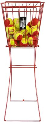 Oncourt Offcourt Tennis Masterpro Ball Basket – Easiest Way to Hold Tennis Balls/Height Adjustable/No Tool Assembly/Holds 50-Balls