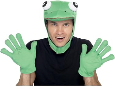 Smiffys Frog Kit, Green with Hood & Gloves, Party Animals Fancy Dress, Animal Dress Up Accessories
