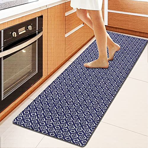 Anti-Fatigue Kitchen Mat Runner Cushioned Kitchen Rug, Waterproof Non-Slip Kitchen Mats and Rugs Heavy Duty Comfort Foam Rug for Kitchen, Floor Home, Office, Sink, Laundry (Navy)