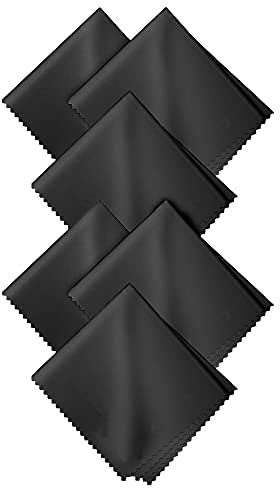 MMOBIEL 6 pièces de Chiffons de Nettoyage en Microfibres Parfaits pour Le Nettoyage des lentilles, écrans, Voiture, lentilles, téléphones, TV, Ordinateurs Portables - 18 x 15cm - Noir