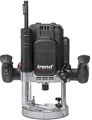 Trend T12 1/2 Inch Variable Speed Workshop Router, Perfect for Lock Fitting, Worktop Joints & Timber Profiling, 2300W, 240V, Black, T12EK
