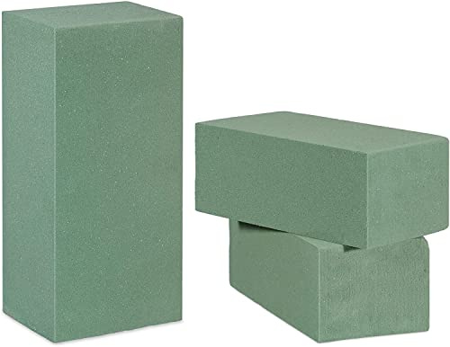 VIRSUS Spugne per Fiori Freschi e Secchi 6224, Forma Rettangolare con Misura 23x11x8 cm, Spugna Verde per composizioni Floreali per Matrimonio Feste e Centrotavola Varie Quantità (3)