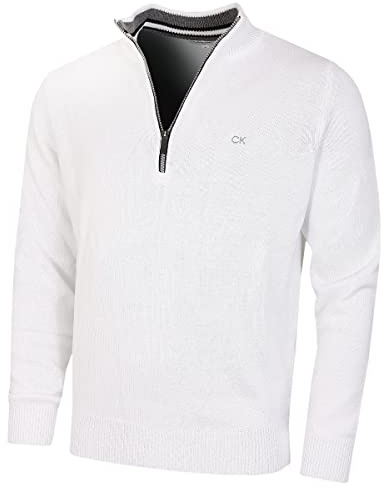 Calvin Klein Herr 2025 Grovstickad Bomull 1/2 Dragkedja CK Golftröja