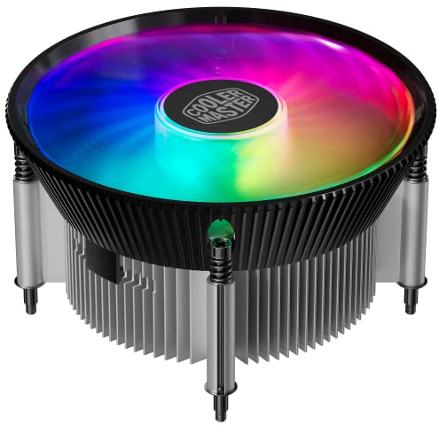 Cooler Master i70C LGA1700 ARGB Intel Low-Profile-CPU-Luftkühler, eloxierte schwarze Aluminiumlamellen, Kupfereinsatzbasis, 95 W TDP CPU-Unterstützung, 120 mm ARGB 3-poliger Lüfter für Intel LGA1700