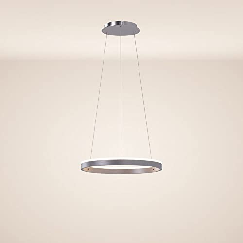 s.luce LED Ring Pendelleuchte rund Direkt oder Indirekt Hängelampe Wohnzimmerleuchte, Farbe:Aluminium, Größe:Ø 40cm