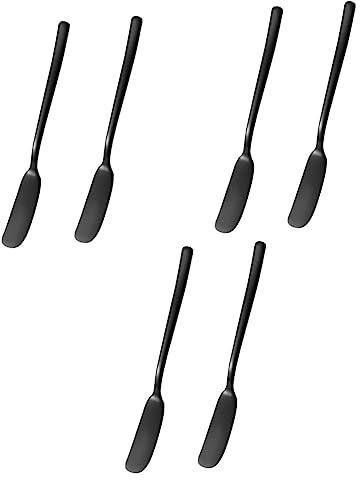 DOITOOL 6piezas Cuchillo Untar De Acero Inoxidable De Cuchillo Para Queso y Mantequilla Para Untar Mermelada y Decorar Pasteles Utensilios De Cocina Negro