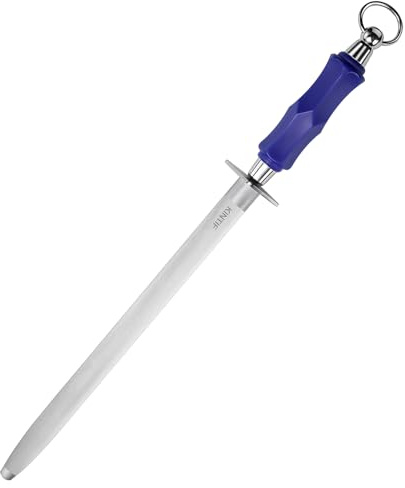 KINTIF Honing Steel 12 inch Professional Knife Sharpener Honing Rod, Fine Lines, High Carbon Steel, High hardness, Flat Knife Sharpening Steel