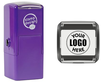 Business Logo Personalised Stamp, 25mm x 25mm Custom Stamp (Black)