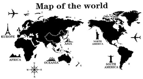 JZ 2 Pieces World map wall Sticker,World Map Stickers for Home or Office Decor Bedroom Living Room,Decorative Painting Window Stickers for Glass for Kid Baby Shower Decoration Party Supplies