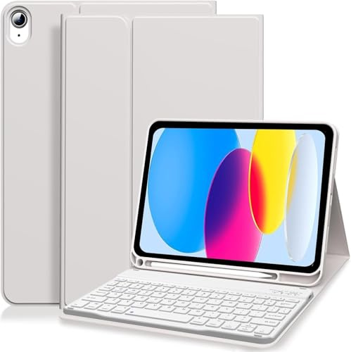 KTOITION Fodral för iPad 11:e/10:e generationen med tangentbord 11 tum/11,9 tum 2025 A16 2022 med pennhållare, magnetisk avtagbar trådlös Bluetooth-folio-stativ, uppladdningsbart tangentbordsfodral