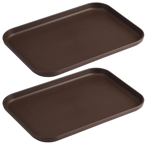 2 Piezas Bandeja Plastico Rectangular 23.5 x 17 x 1.5 cm, Bandeja de Servicio Alimentario Pequeña, Bandeja Antideslizante, Bandeja Reutilizable Bandeja Cocina, Apta para Café, Restaurantes y Bares