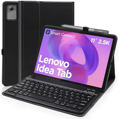 Funda con Teclado para Lenovo Idea Tab 11 Pulgadas 2025 (TB-336ZU/TB-336FU), Español Ñ Teclado Compatible con Lenovo Idea Tab 11 2025, Funda Protectora Extraíble con Soporte para Lápiz (negro)