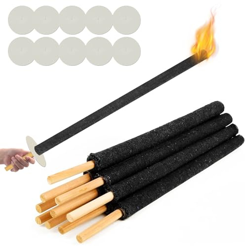 PEILU Lot de 50 torches en cire pour extérieur - Torches de jardin avec manchons en papier ciré anti-gouttes et longue poignée - Durée de combustion : 100 min - Pour randonnée, jardin, mariage, fête