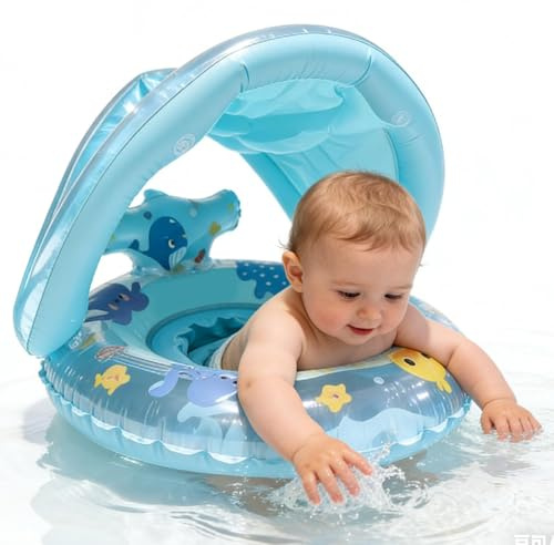 Bouée Bébé avec Pare Capote, Bague De Natation pour Bébé Flottant avec Siège, Flotteur Anti-Bascule Équilibré pour Nourrissons Et Enfant De 3 À 36 Mois