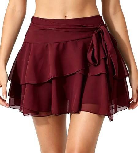 Neteson Mini Falda Corta Mujer Verano Faldas de Tul Plisada Volantes Fluida