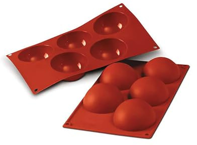 silikomart | SF001 Stampo in Silicone per Monoporzioni SEMISFERA, Antiaderente, 5 Cavità, Confezione da 1 Stampo per Dolci, Ø 80, h 40 mm, Made in Italy