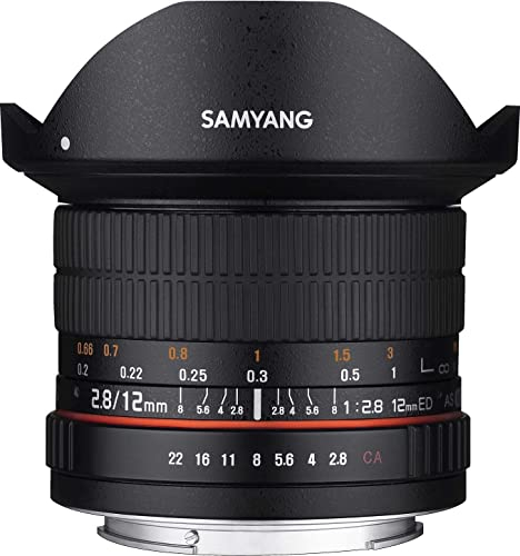 Samyang F1112110101 - Objetivo fotográfico DSLR para Fuji X (Distancia Focal Fija 12mm, Apertura f/2.8-22 ED AS NCS, Ojo de Pez), Negro