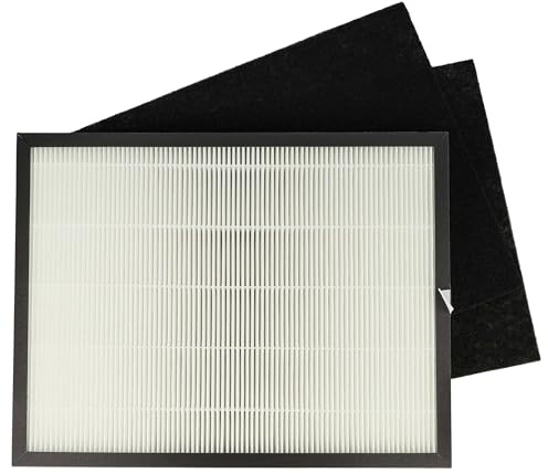 vhbw Filterset lämplig för Rowenta Intense Pure Air PU2120 luftrenare – ersättning för Rowenta XD6040, XD6040FO (2x aktivt kolfilter 1x HEPA-filter)