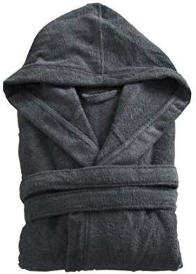 The House Of Emily Turkish Cotton Terry Towelling Hooded Bathrobe Dressing Gown for Men and Women Soft and Highly Absorbent (Gunmetal Grey, Small - Chest 39-42)
