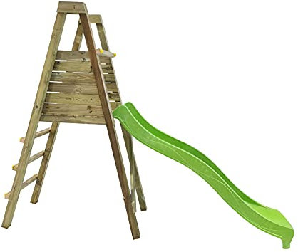 | MASGAMES | Tobogán Mola L | Madera tratada | Altura Plataforma 120 cm | Anclajes incluidos | Conector a Manguera |