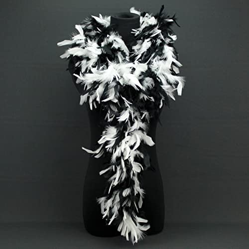 BOA DE PLUMAS EXTRA DE PAVO EN DOS COLORES, 190cm/80gr (BLANCO Y NEGRO)
