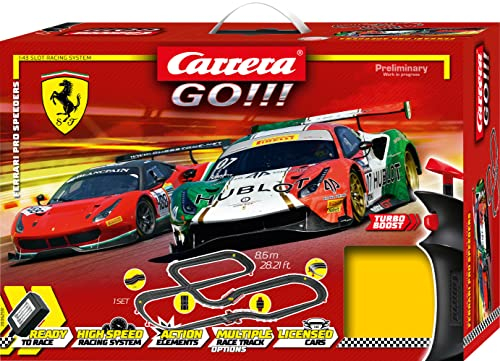 Carrera GO!!! Ferrari Pro Speeders Rennbahn-Set I Rennbahnen und lizensierte Slotcars | bis zu 2 Spieler | Für Jungs und Mädchen ab 6 Jahren & Erwachsene, Rot