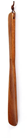 WANGCL Calzador largo de 32 cm profesional de madera con mango largo, cómodo levantador de zapatos para botas, zapatos deportivos y tenis (marrón)