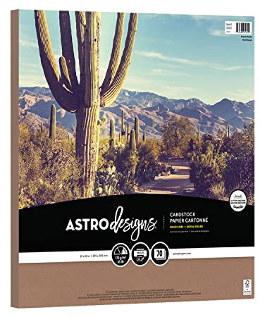Astrodesigns Crafting Cardstock, 12 x 12, 65 lb/176 gsm, Kraft, 70 Sheets (91051)