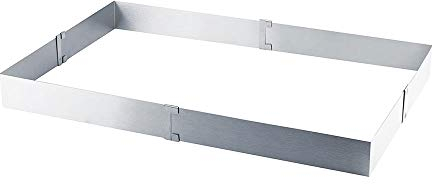 TOP-MAX silver justerbar kakform bakram rostfritt stål fyrkantig kakform lämplig för familjefester (15 till 28 cm)