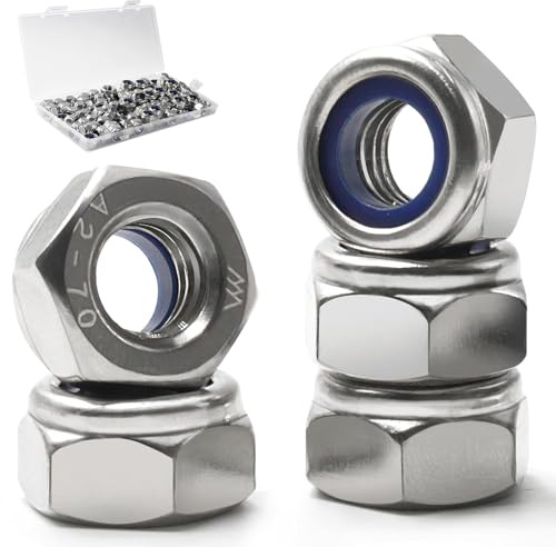 Vifmy 90 Pack M8-1.25mm Nylon Insert Locknuts,304 Stainless Steel A2-70 Lock Nuts,Standard Metric Thread Nylock Nuts for Bolts