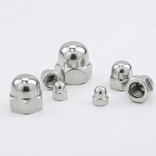 Premium Stainless Steel Fasteners Dome Nuts DIN1587 with Stainless Steel Finish and Hex Acorn Cap Nuts for M3,M4,M5,M6,M8,M10 Screws and Bolts(Pack of 6) (M6)
