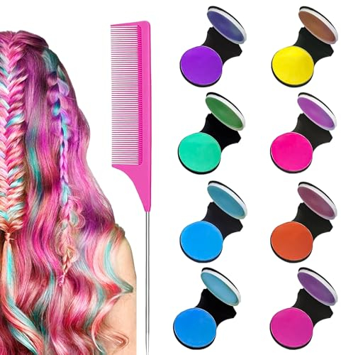8 Stück Haarkreide für Kinder,Haarkreide für Mädchen,Hair Chalk,Haarfarbe Auswaschbar,Haarfarbe Auswaschbar Temporäre Leuchtende Haarfarbe für Kinder,Weihnachten, Geburtstagsparty