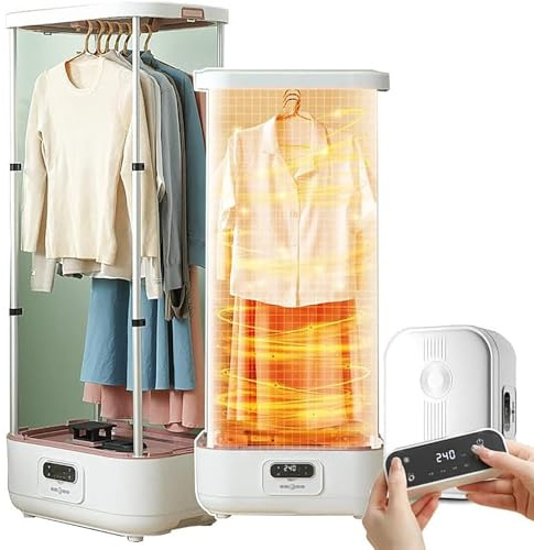 Mavdecll Ferro da Stiro a Vapore Verticale Wireless Automatico Pieghevole per Indumenti sospesi con Telecomando, per Vestiti e Tessuti, Cura con Un Solo Tasto, Vapore ad Asciugatura Rapida