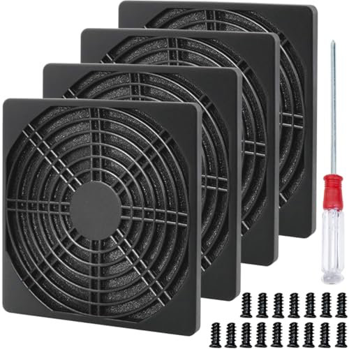 Xiatiaosann 4 Stück 120mm Lüfterfilterabdeckung, PC-Lüfter-Staubkühlungsgittergehäuse, schwarzer quadratischer Computergehäuse-Lüfterstaubschutzfilter für PC-Computergehäuse-Servergehäuse