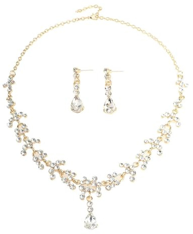 XFSRG Conjunto Joyería Gota Cristal Azul Collar Pendientes Elegante Adorno Femenino Brillante Accesorio Nupcial
