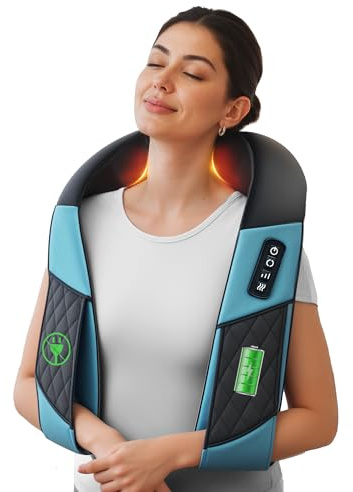 COMFIER FSA Eligible Cordless Neck Massager for Pain Relief Deep Tissue, Shiatsu Shoulder Massager with Heat, 3D Kneading Back Massager Pillow