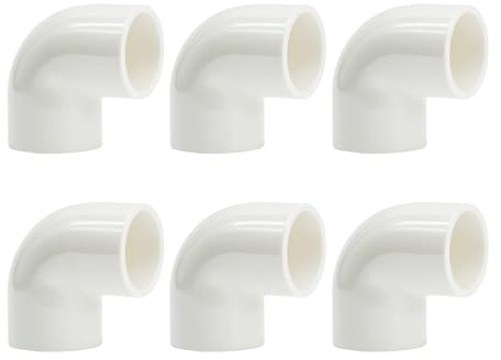20mm White PVC Elbow 6-Pack, 90 Degree Electrical Conduit & Plumbing Fitting, Flexible Pipe Connector for Water, Irrigation, DIY Projects