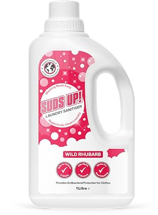 Suds Up! – Laundry Sanitiser 1L Rhubarb – Antibacterial Fabric Disinfectant Kills 99.9% of Bacteria – Use with Detergent or for Hand Washing