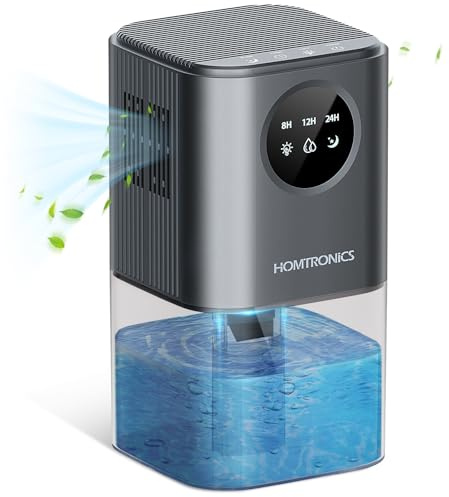 Deshumidificador Pequeño, [Temporización] 1700ML Homtronics Deshumificadores de Humedad Eléctrico con 7 Colore Luz, Apaga Automáticamente, Silencioso Dehumidifier para Baños, Dormitorios, Armario-Girs